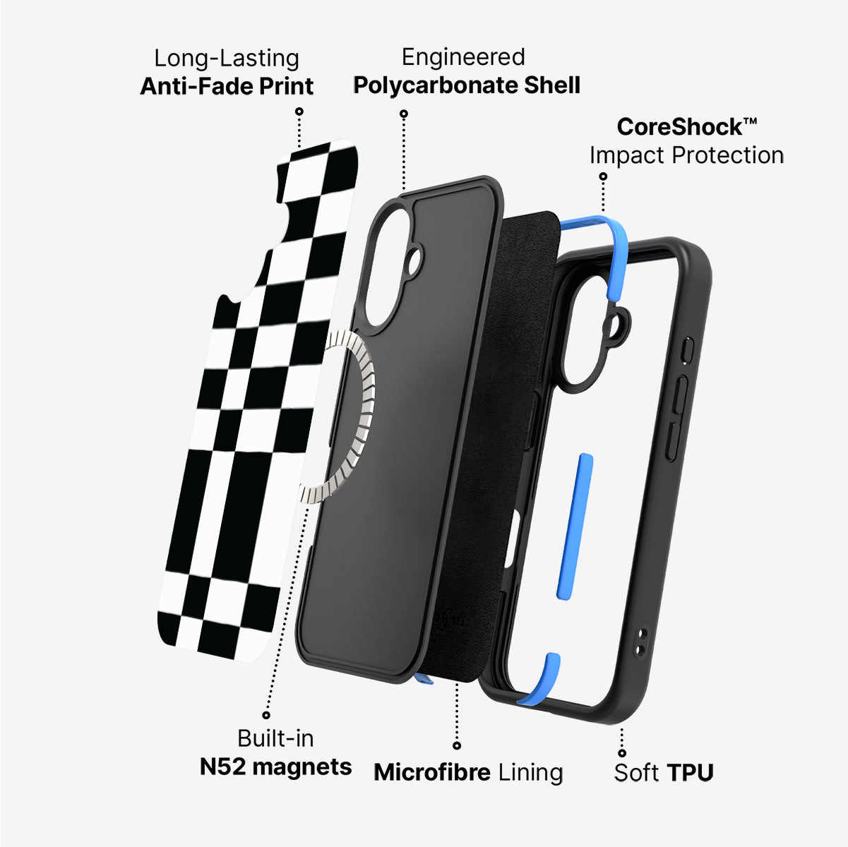 Skewed Checks - iPhone 16 Plus Case  #case type_core (magsafe)