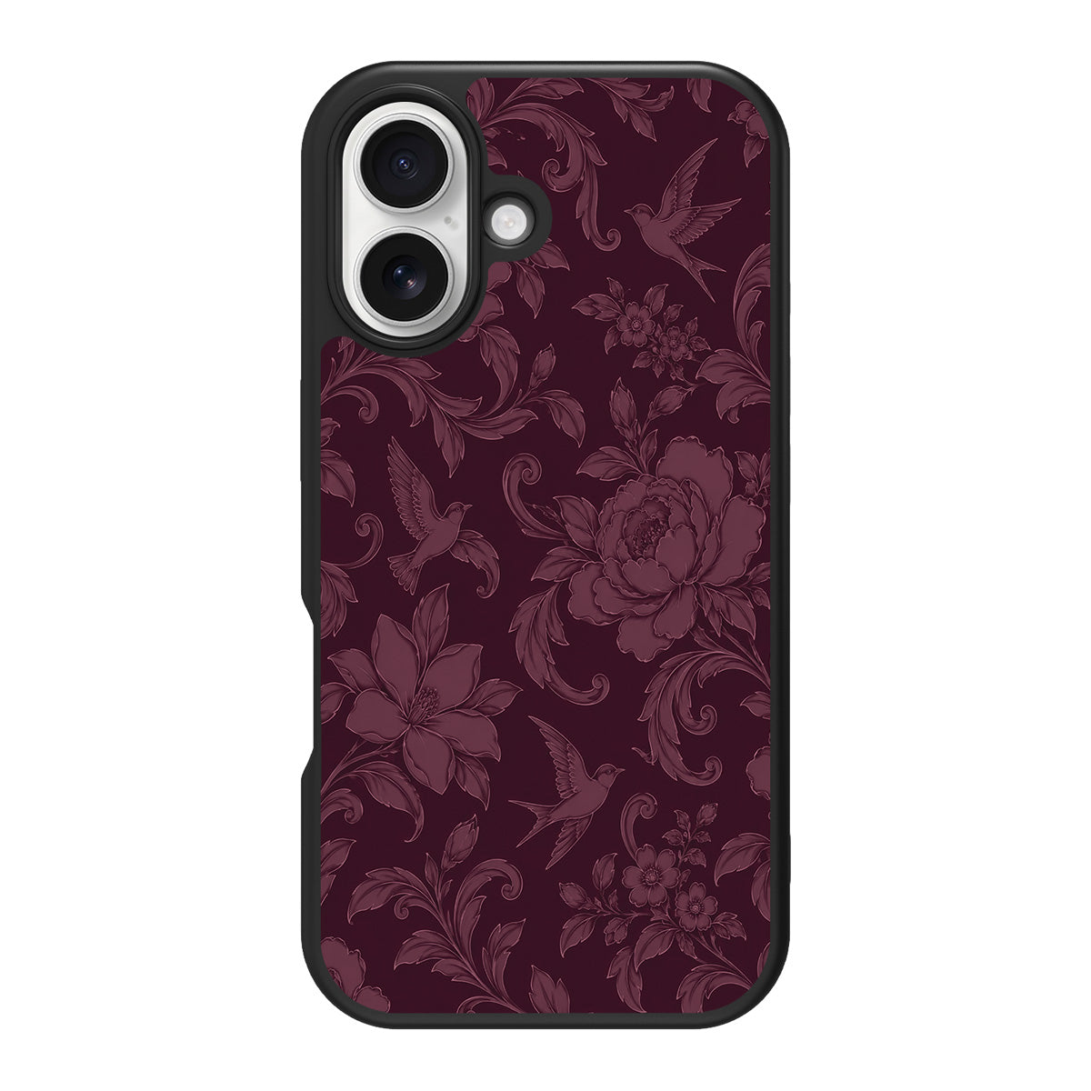 Swallow Damask design back view – iPhone 16 Plus case