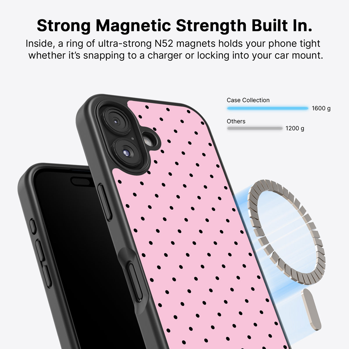 Pink Polka Dot iPhone 16 Plus Case – Veloria | MagSafe