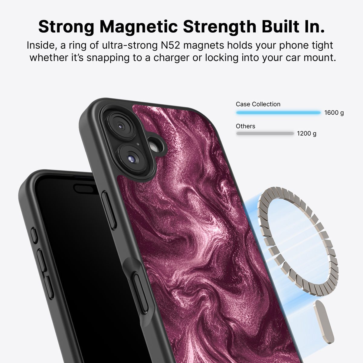 iPhone 16 Plus MagSafe case – Wine Shimmer design