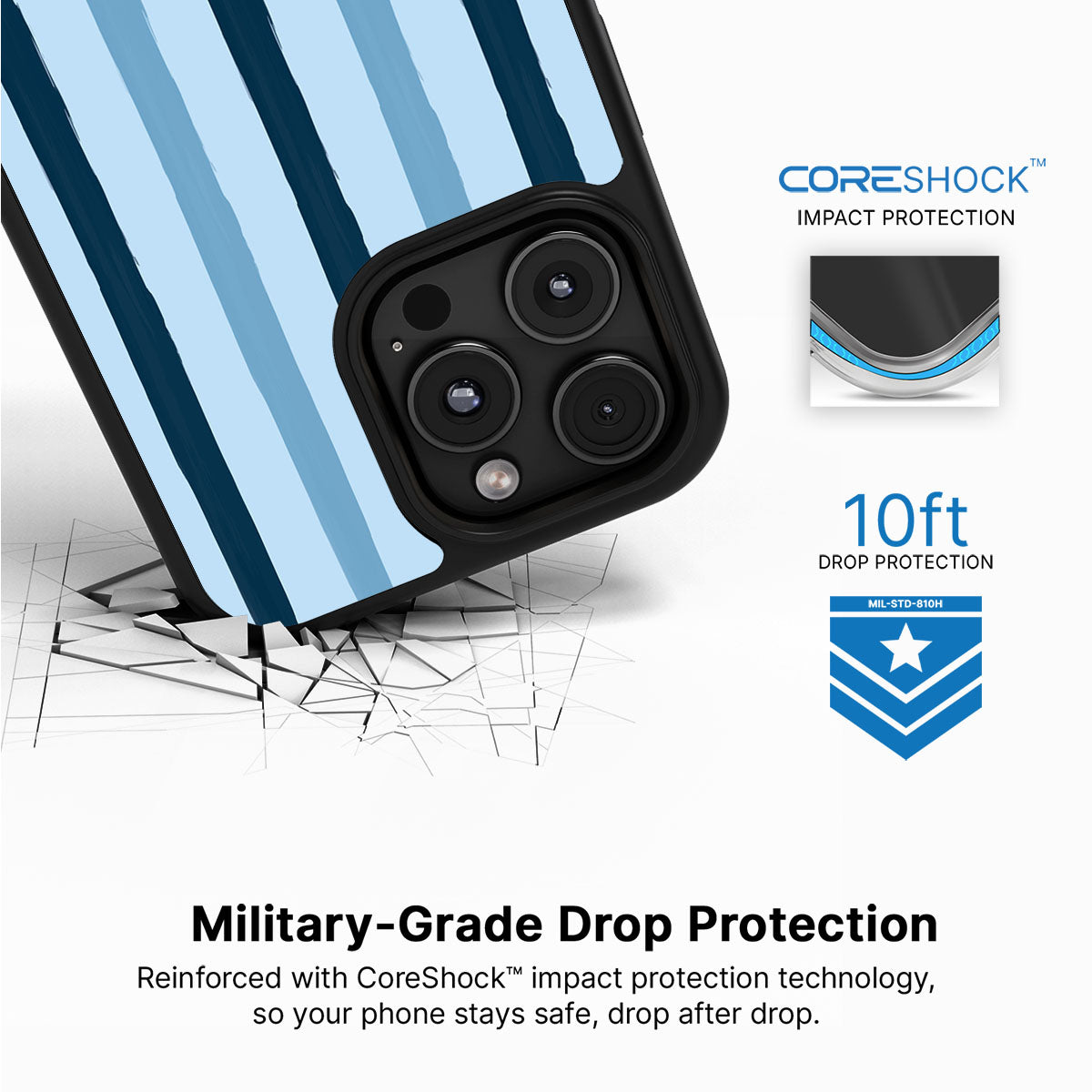 Blue Watercolor Stripes - iPhone 16 Pro Case #case type_core (magsafe), #case type_core (non magsafe)