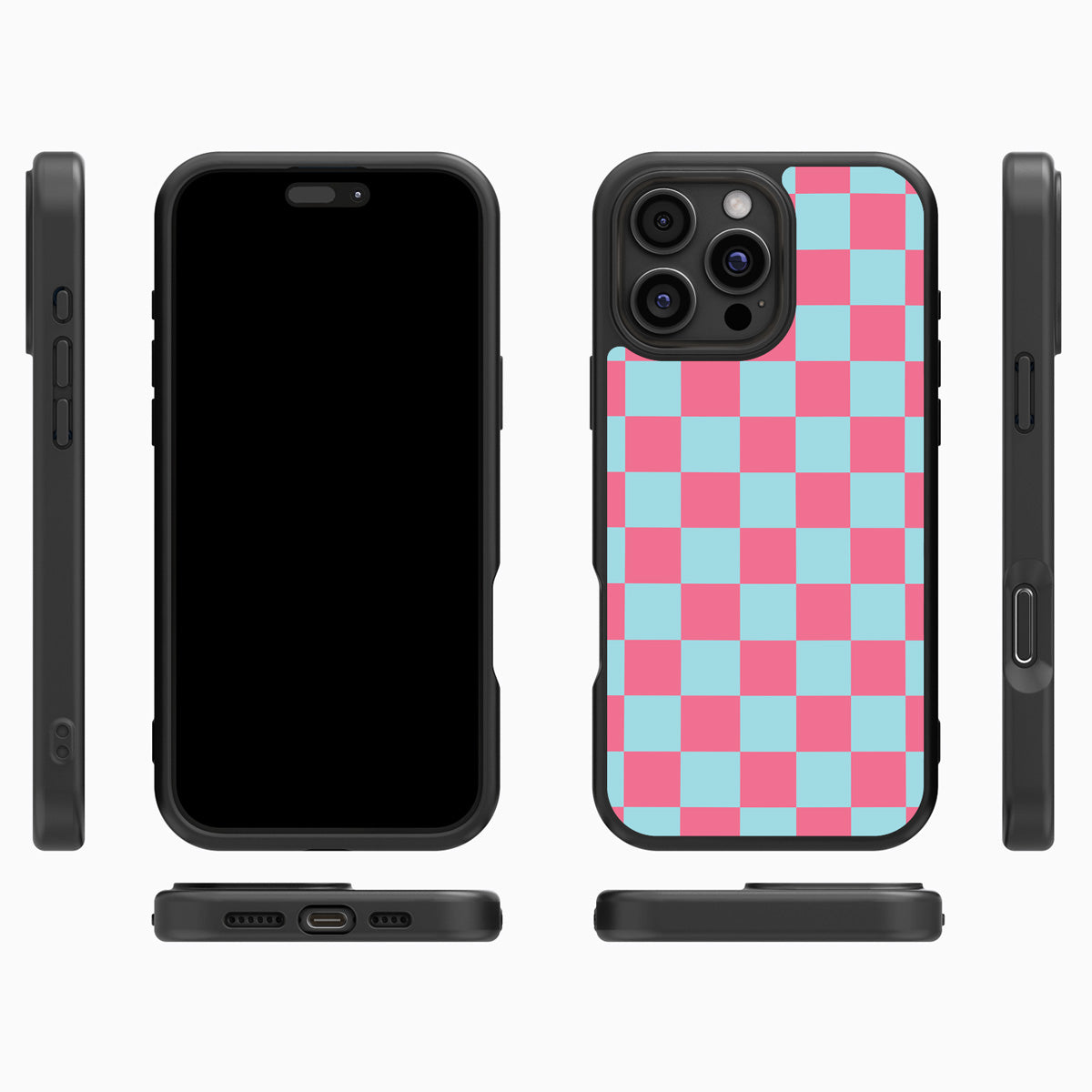 Blue Checkered Designer iPhone 16 Pro Case – Candy Floss | MagSafe