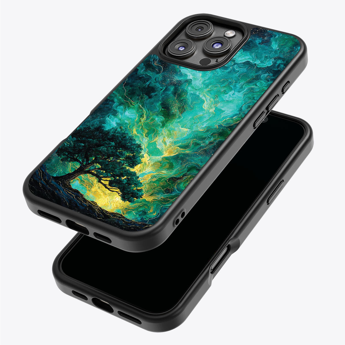 Emerald Storm iPhone 16 Pro case – back and side view