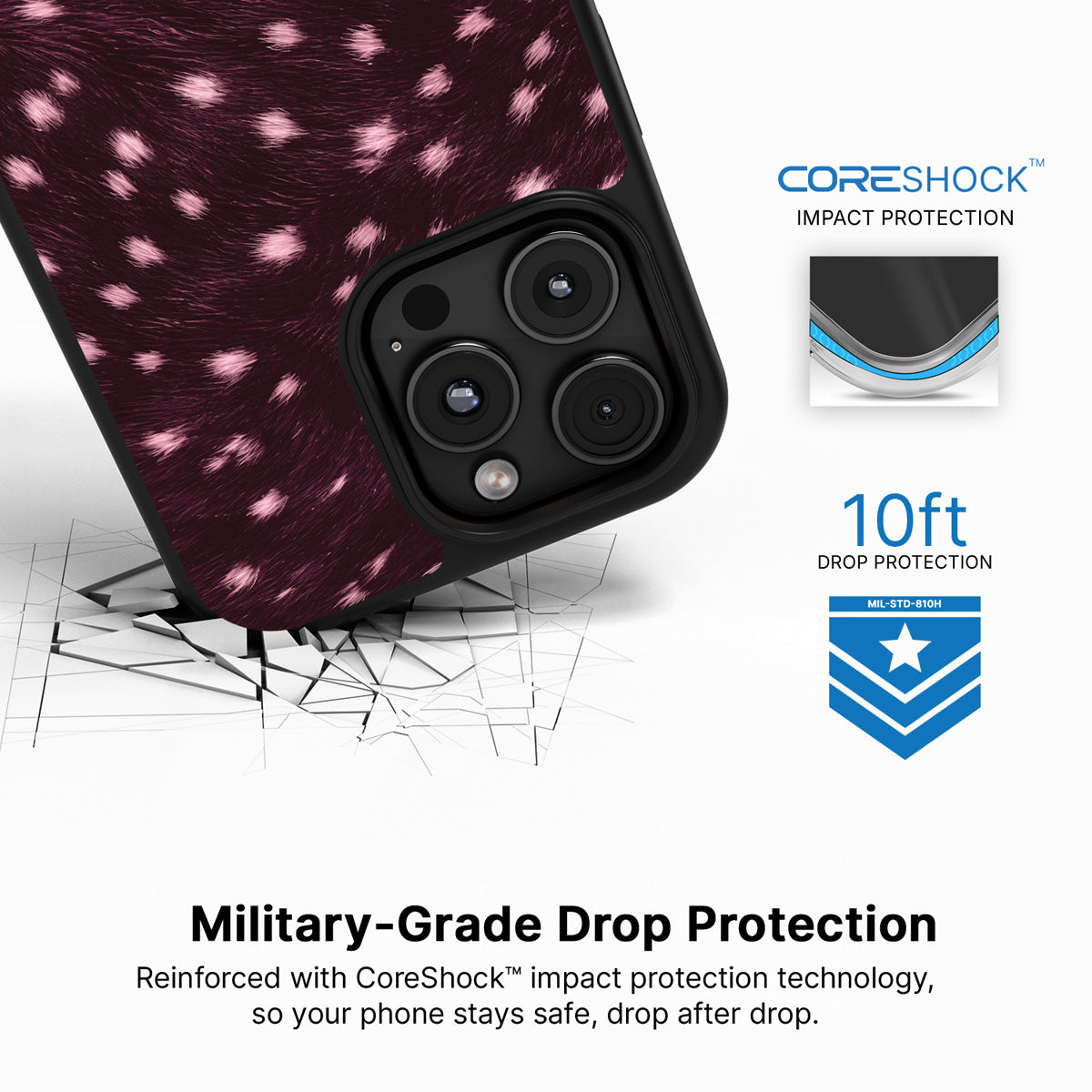 Fawn Spots iPhone 16 Pro case with drop protection