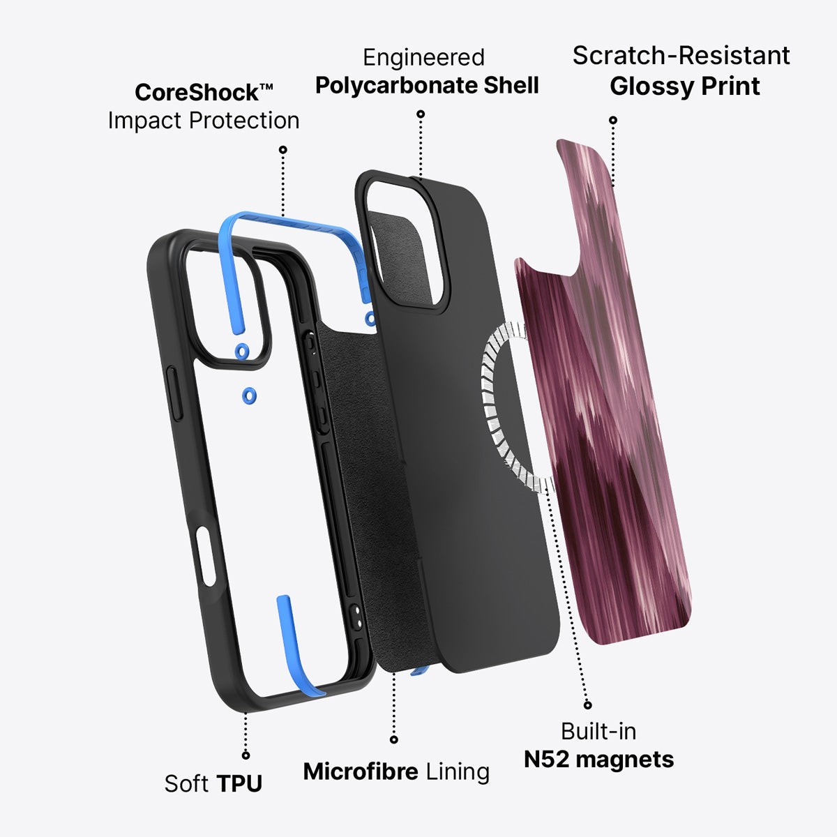 iPhone 16 Pro case construction – Ikat Haze phone case
