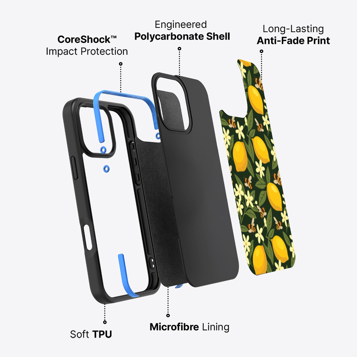 Lemon and Bees - iPhone 16 Pro Case 4 #case type_core (non magsafe)