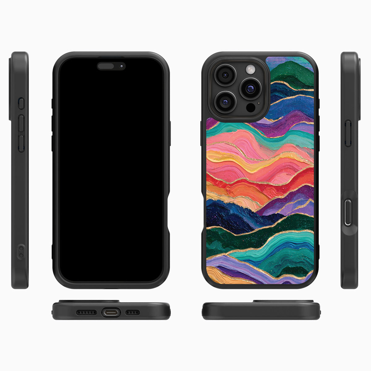 Painted Peaks iPhone 16 Pro case cover – multi-angle view