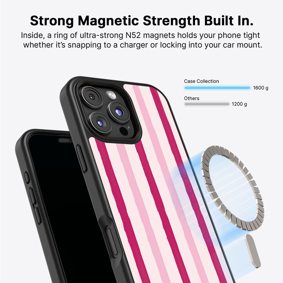 Pink Watercolor Stripes - iPhone 16 Pro Case #case type_core (magsafe)