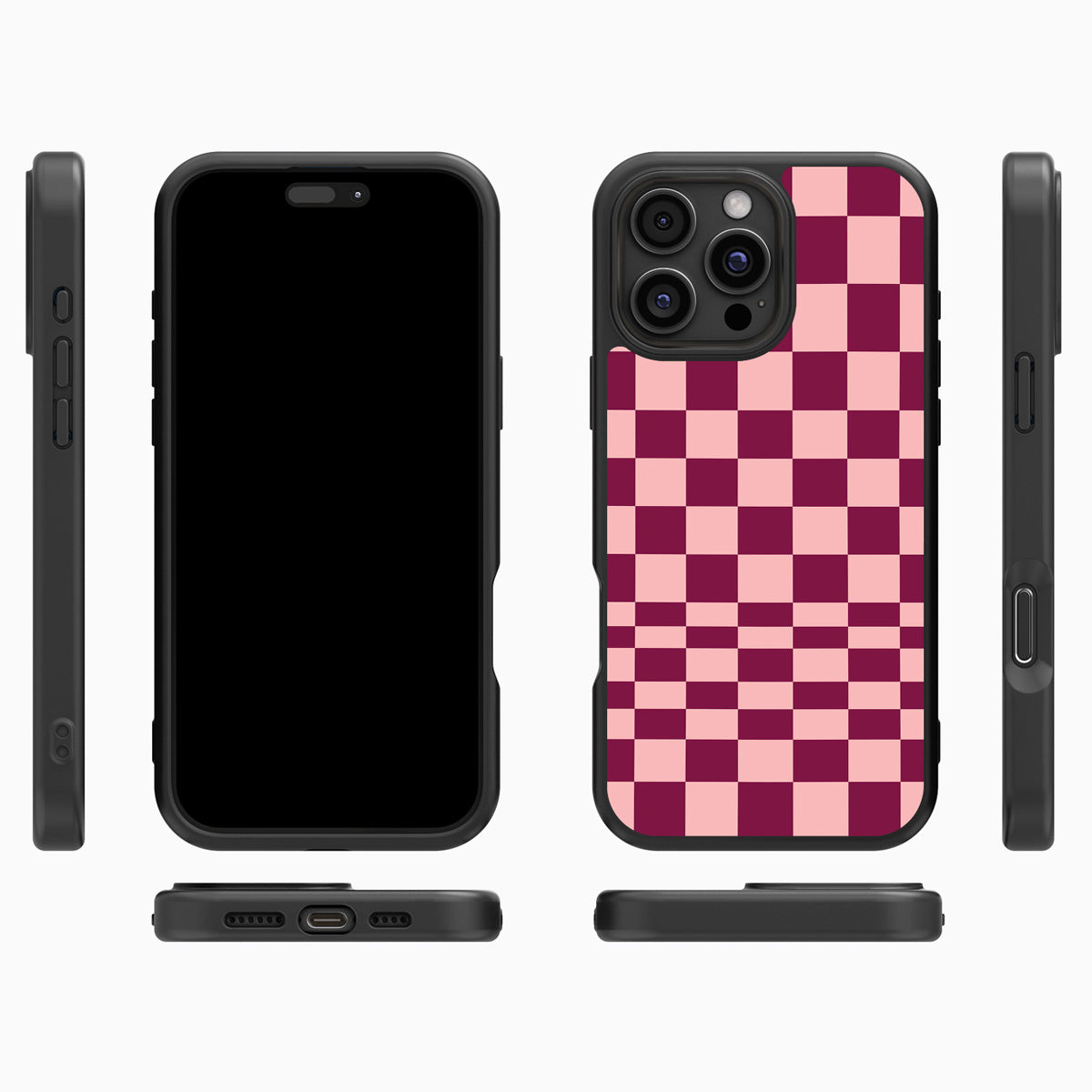 Rouge Board iPhone 16 Pro case cover – multi-angle view