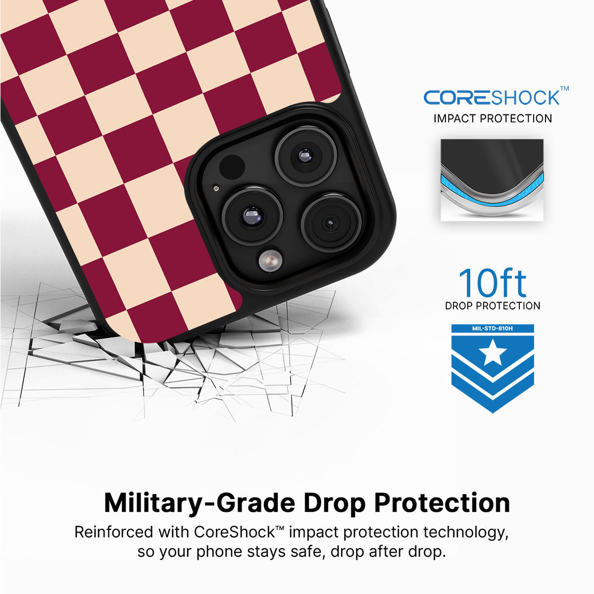 Rouge Board iPhone 16 Pro case with drop protection
