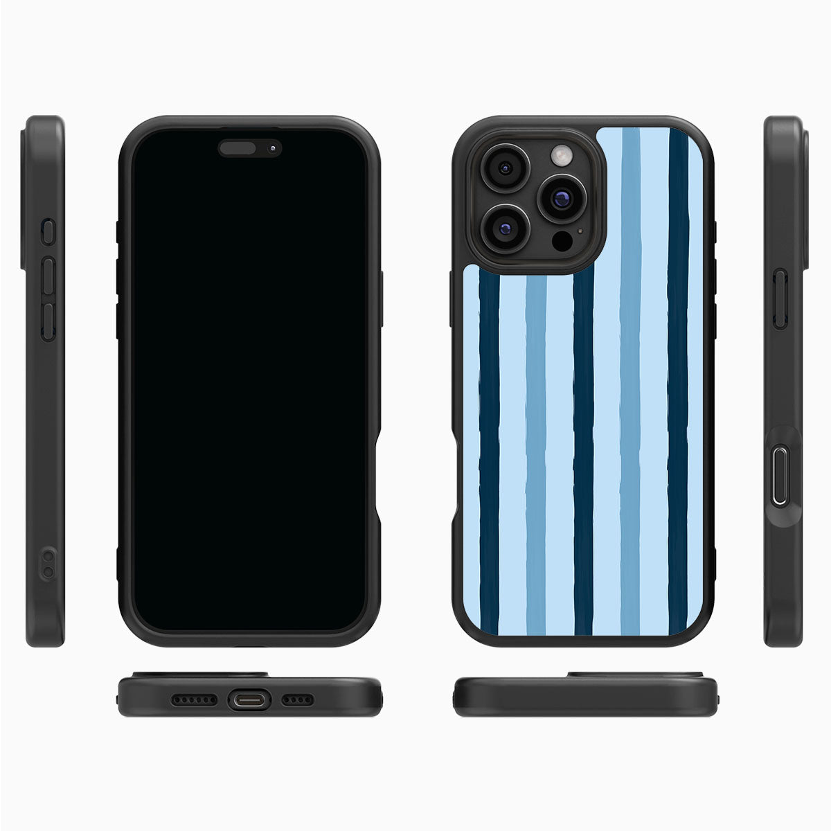 Blue Watercolor Stripes - iPhone 16 Pro Max Case #case type_core (magsafe), #case type_core (non magsafe)