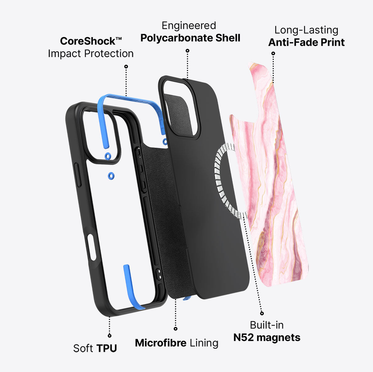 Blushed Marble - iPhone 16 Pro Max Case, #case type_core (magsafe)