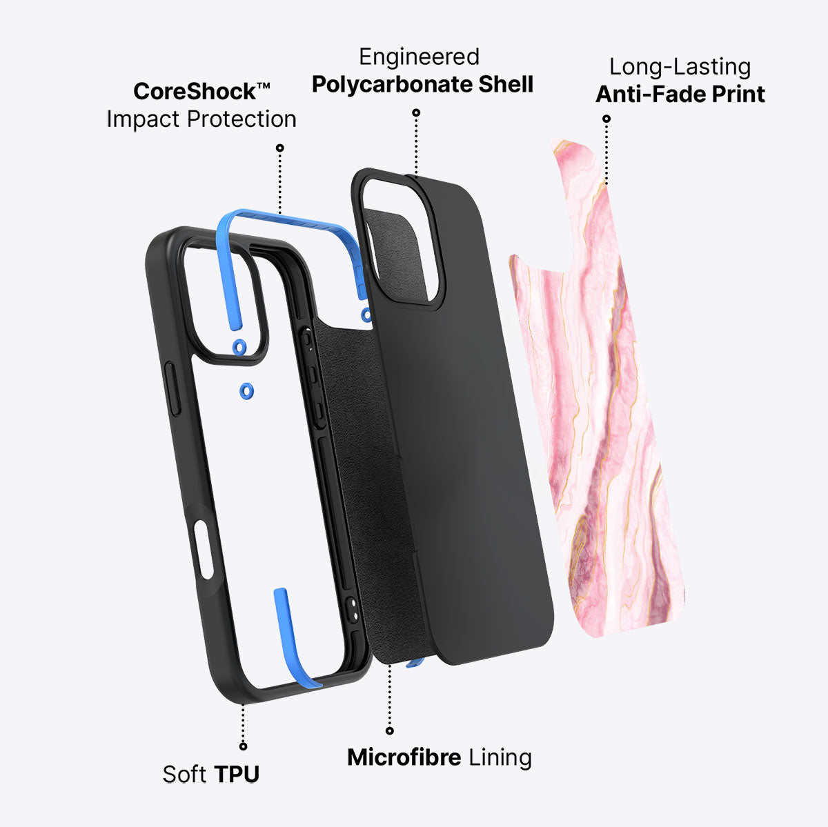 Blushed Marble - iPhone 16 Pro Max Case, #case type_core (non magsafe)