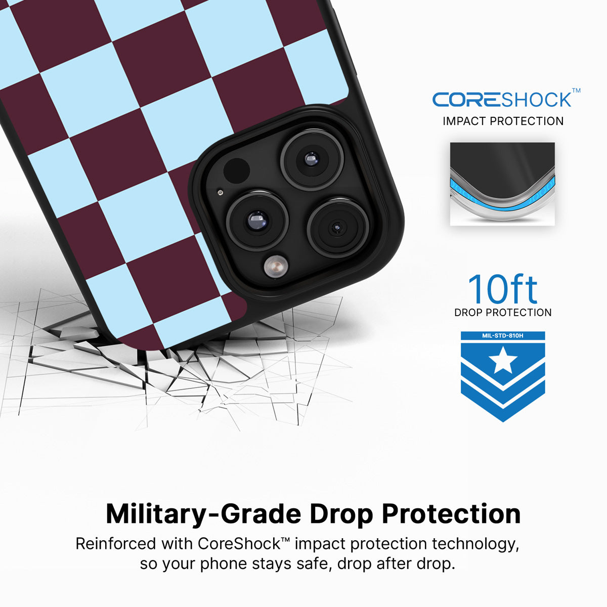 Cabernet Tile iPhone 16 Pro Max case with drop protection