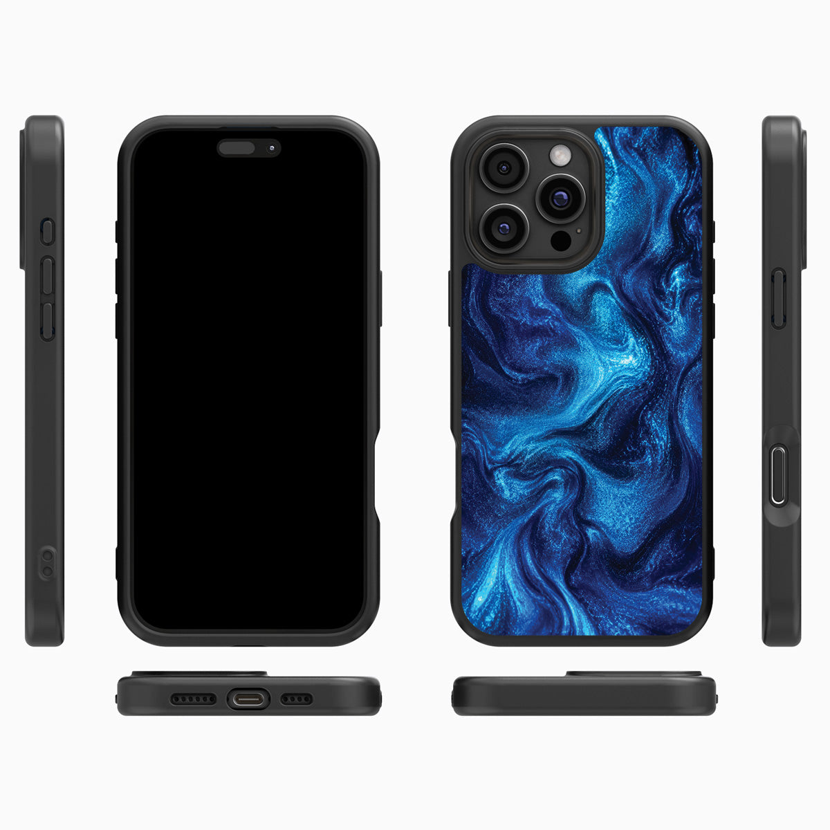 Blue Marble Designer iPhone 16 Pro Max Case – Indigo Impasto | MagSafe