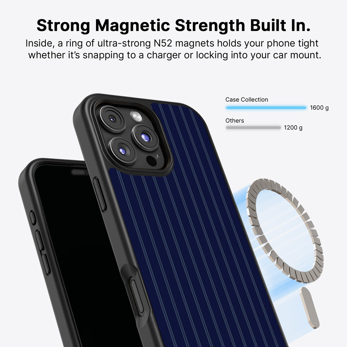 iPhone 16 Pro Max MagSafe case – Ink Pinstripe design