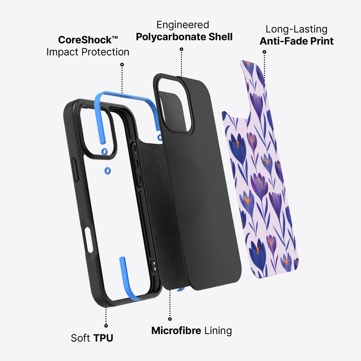 Midnight Crocus - iPhone 16 Pro Max Case #case type_core (non magsafe)