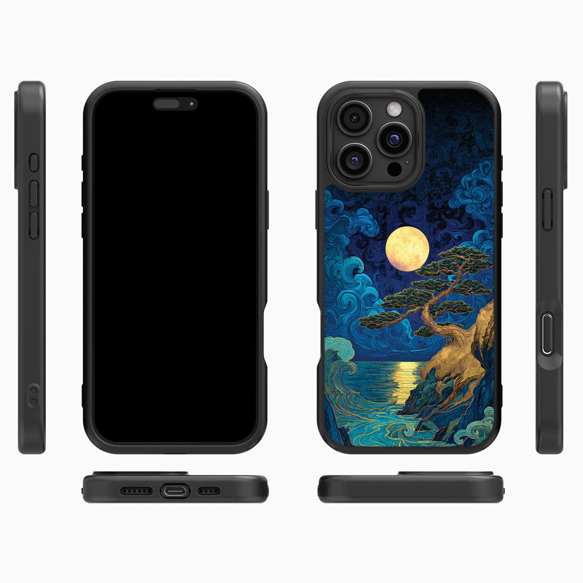 Moonlit Tide iPhone 16 Pro Max case cover – multi-angle view