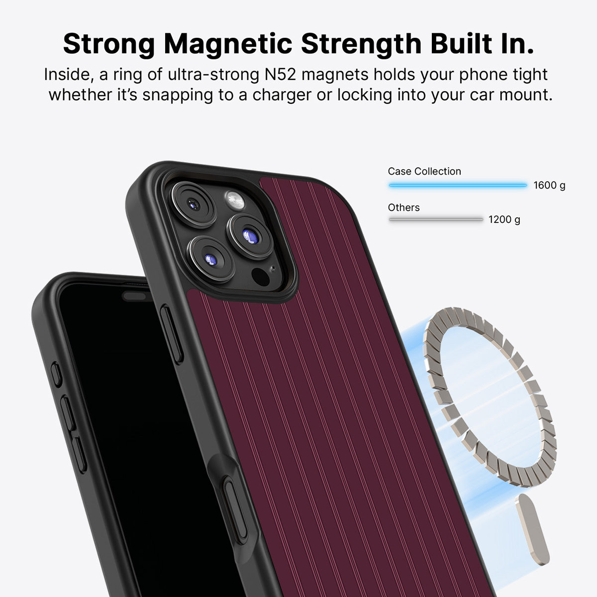 iPhone 16 Pro Max MagSafe case – Mulberry Pinstripe design