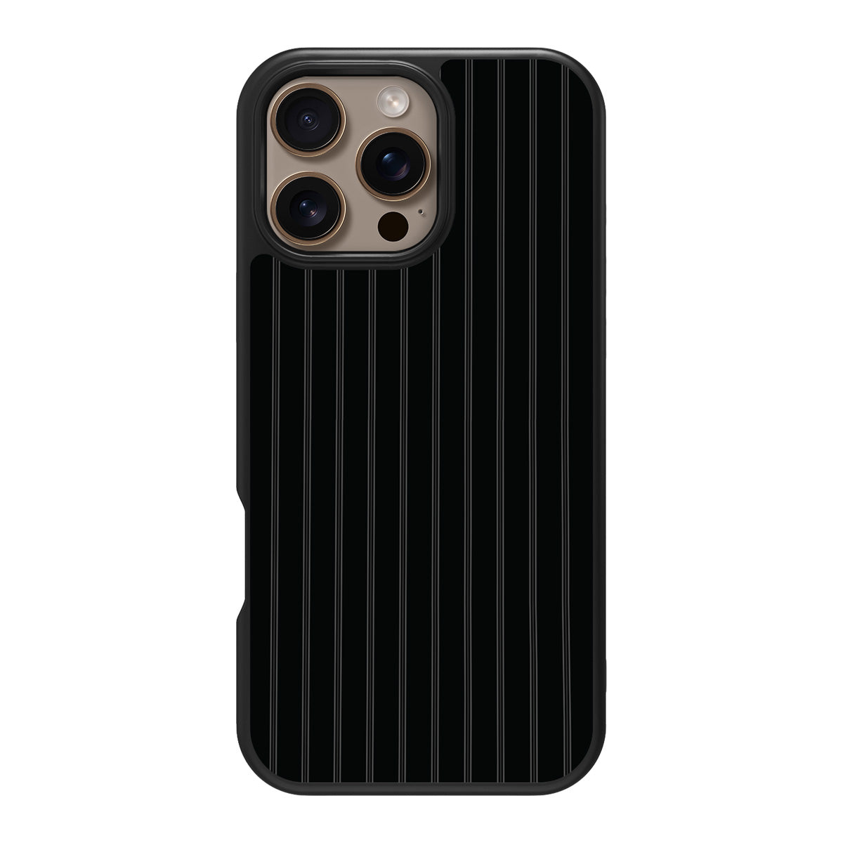 Onyx Pinstripe design back view – iPhone 16 Pro Max case