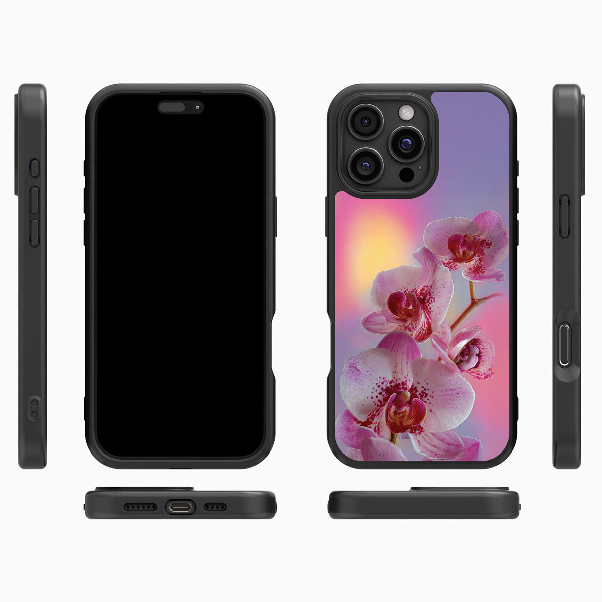 Orchid Dream iPhone 16 Pro Max case cover – multi-angle view