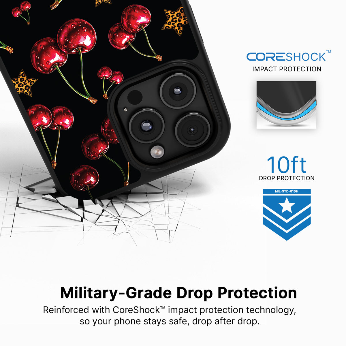 Rebel Cherry iPhone 16 Pro Max case with drop protection