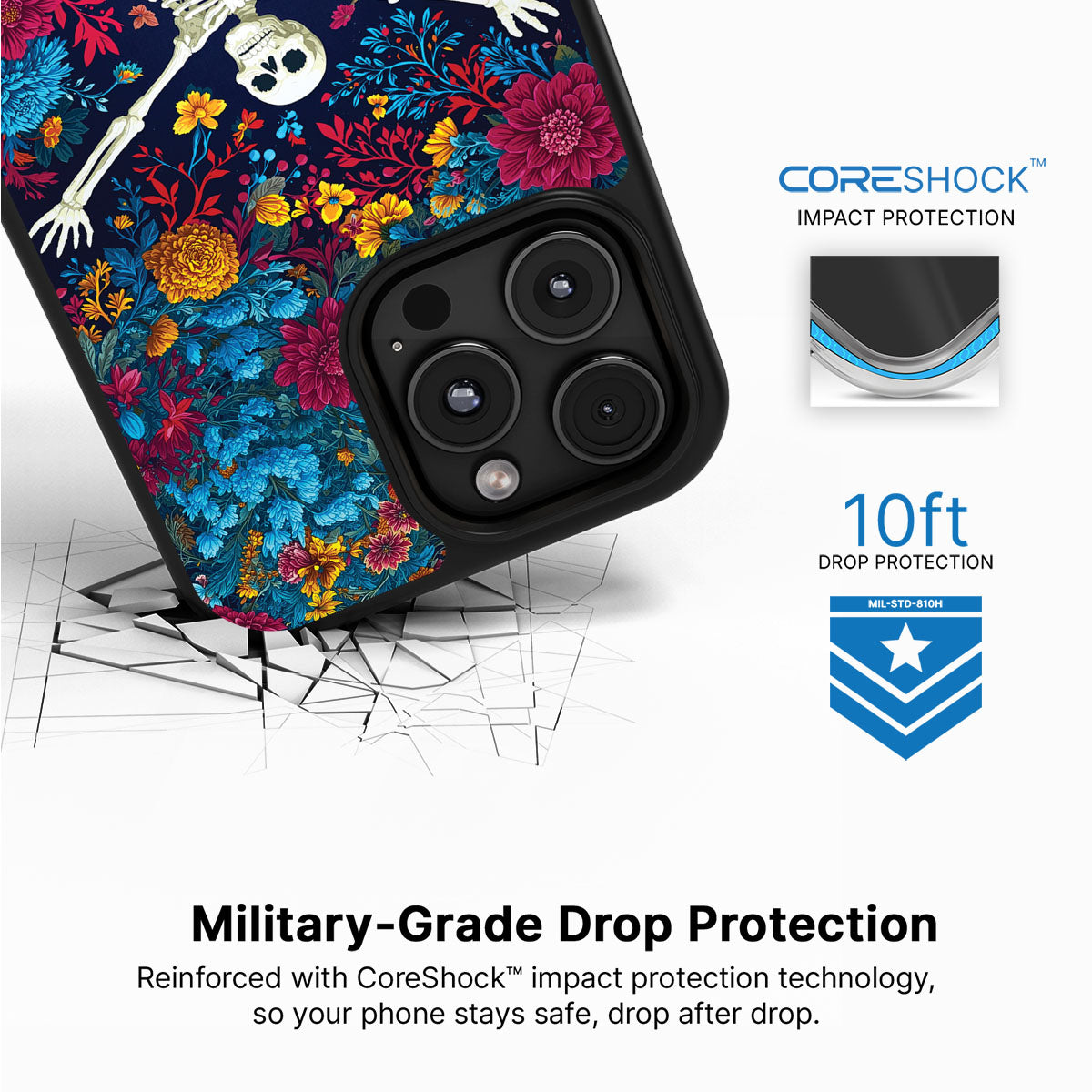 Floral Designer iPhone 16 Pro Max Case – Skeleton Garden | MagSafe