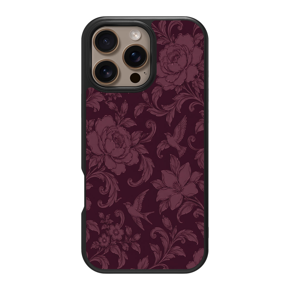 Swallow Damask design back view – iPhone 16 Pro Max case