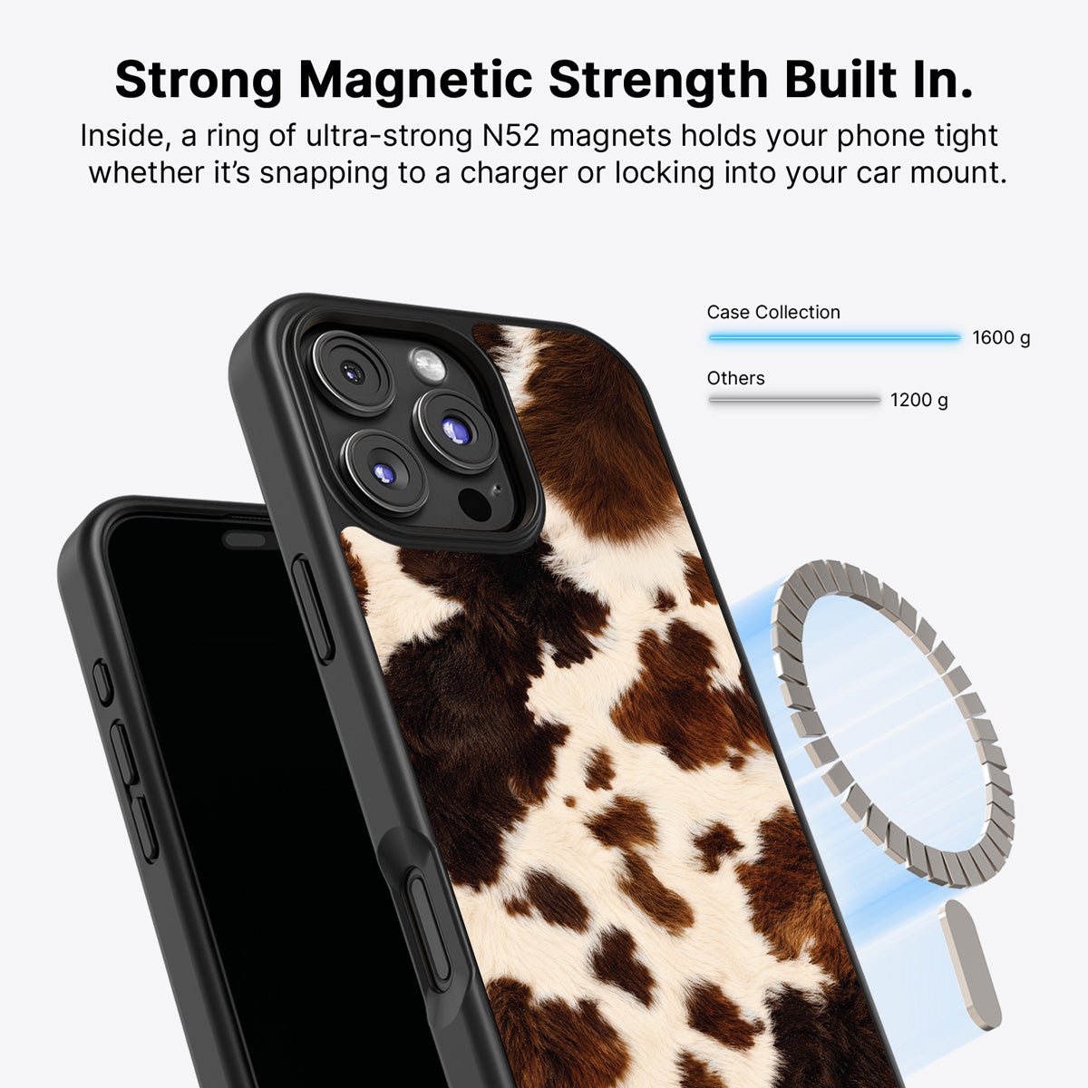 Cowhide Designer iPhone 16 Pro Max Case – Swiss Cow | MagSafe