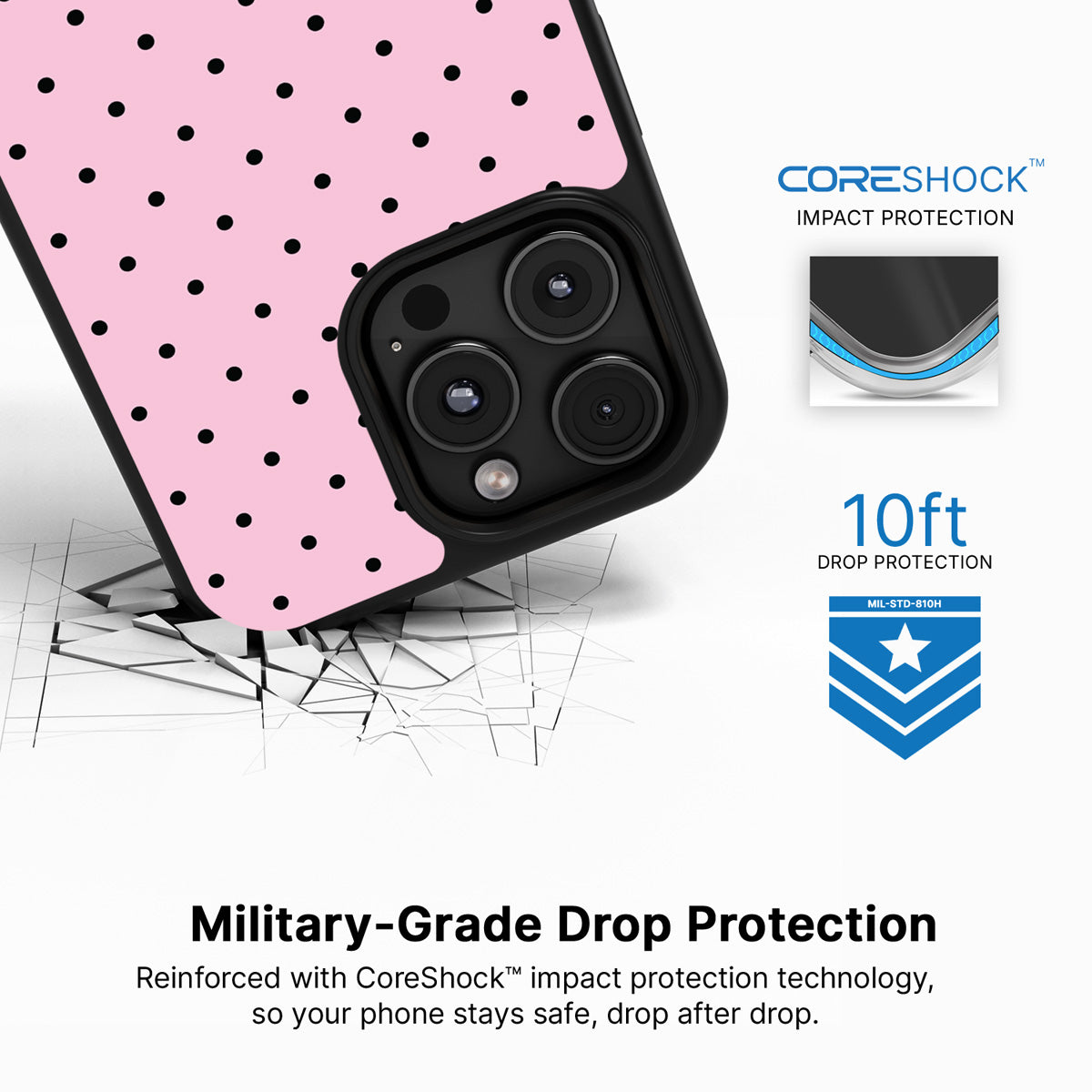 Pink Polka Dot iPhone 16 Pro Max Case – Veloria | MagSafe