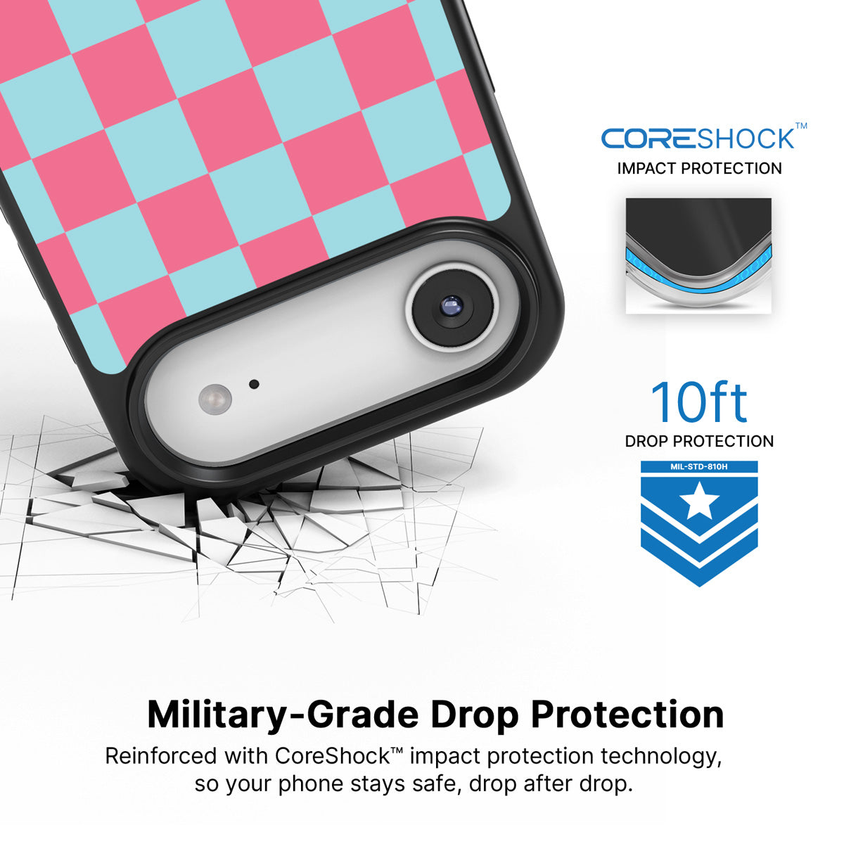 Blue Checkered Designer iPhone Air Case – Candy Floss | MagSafe