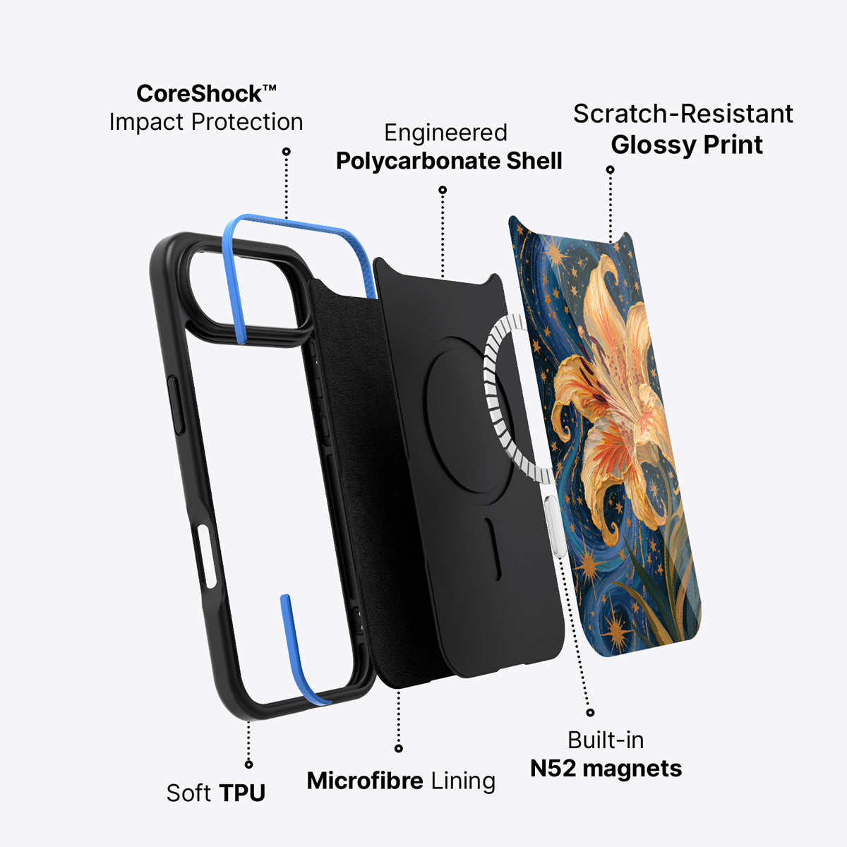 iPhone Air case construction – Celestial Bloom phone case