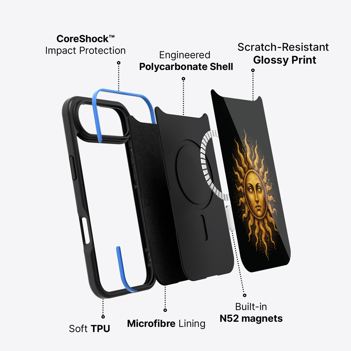 iPhone Air case construction – Celestial Sun phone case