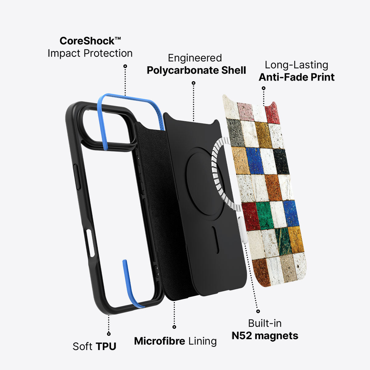 iPhone Air case construction – Heritage Mosaic phone case