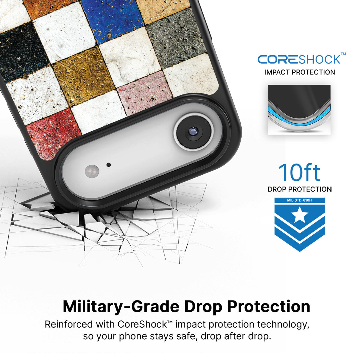 Heritage Mosaic iPhone Air case with drop protection