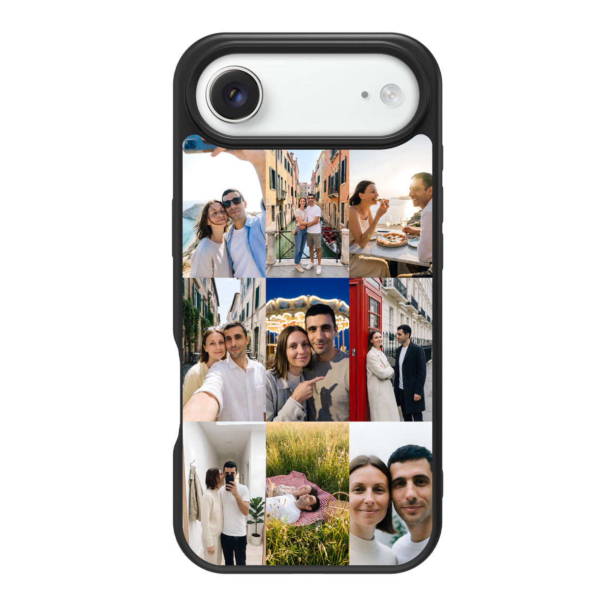 Personalised Photo Collage iPhone 17 Air case – back view, couples 9-photo collage