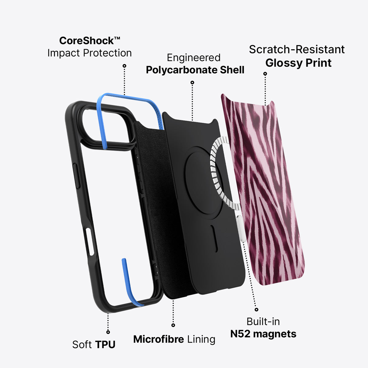 iPhone Air case construction – Sangria Zebra phone case