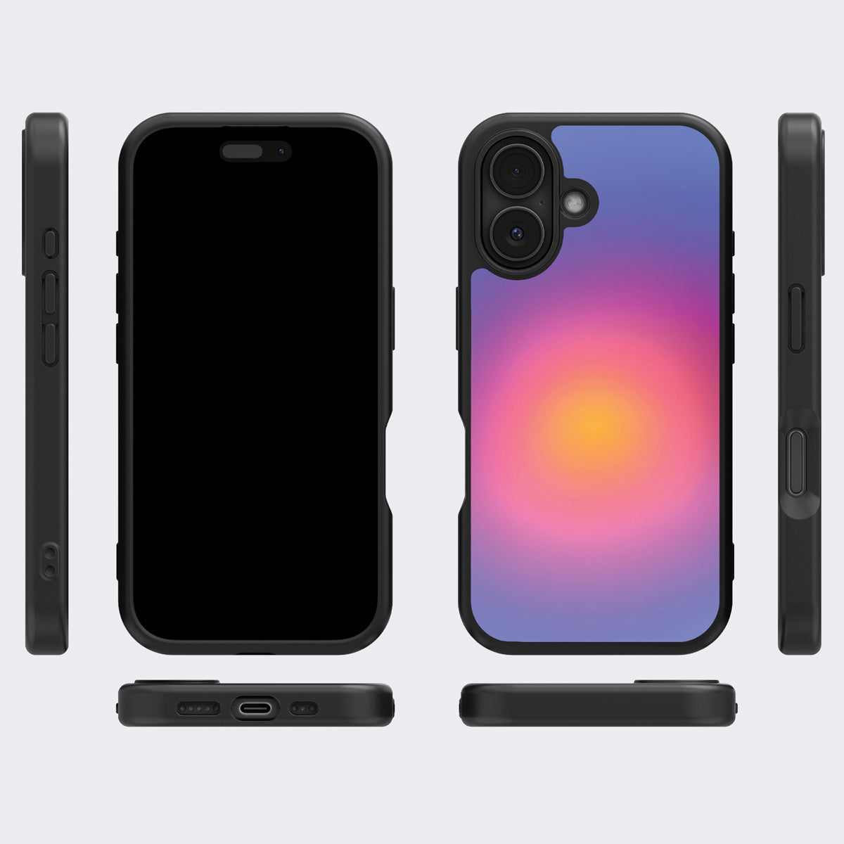 Aura Glow iPhone 17 case cover – multi-angle view