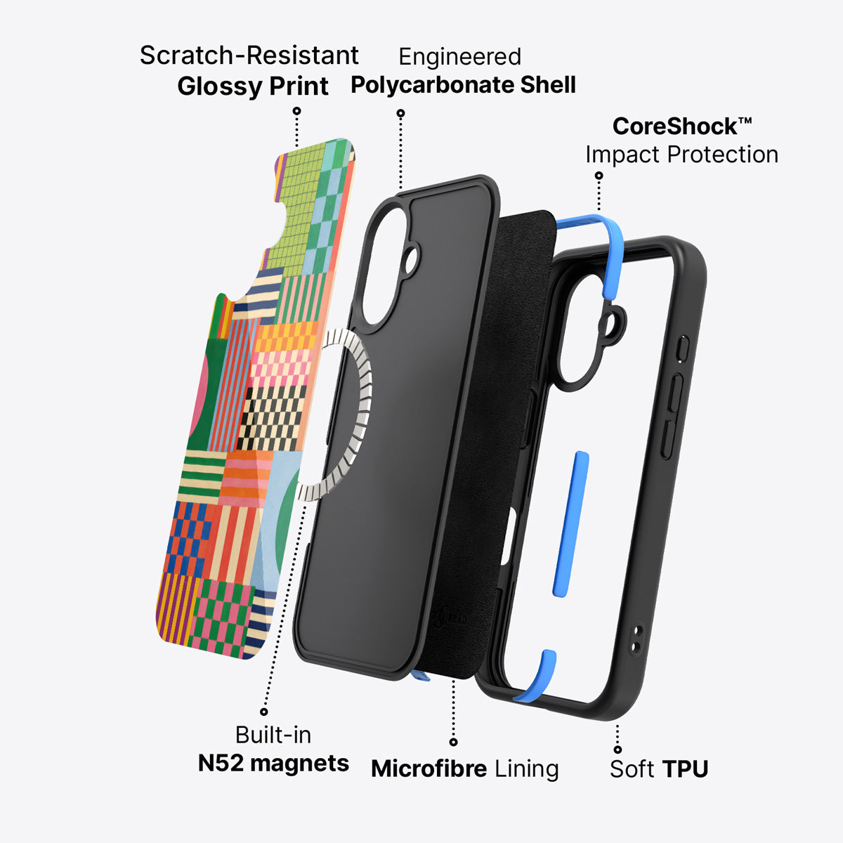 iPhone 17 case construction – Carnival Quilt phone case