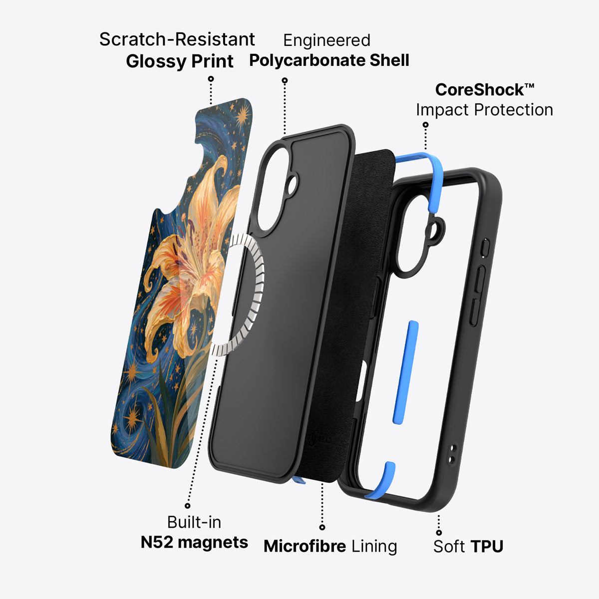 iPhone 17 case construction – Celestial Bloom phone case