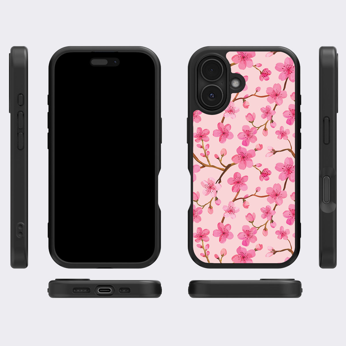 Cherry Blossom iPhone 17 case cover – multi-angle view