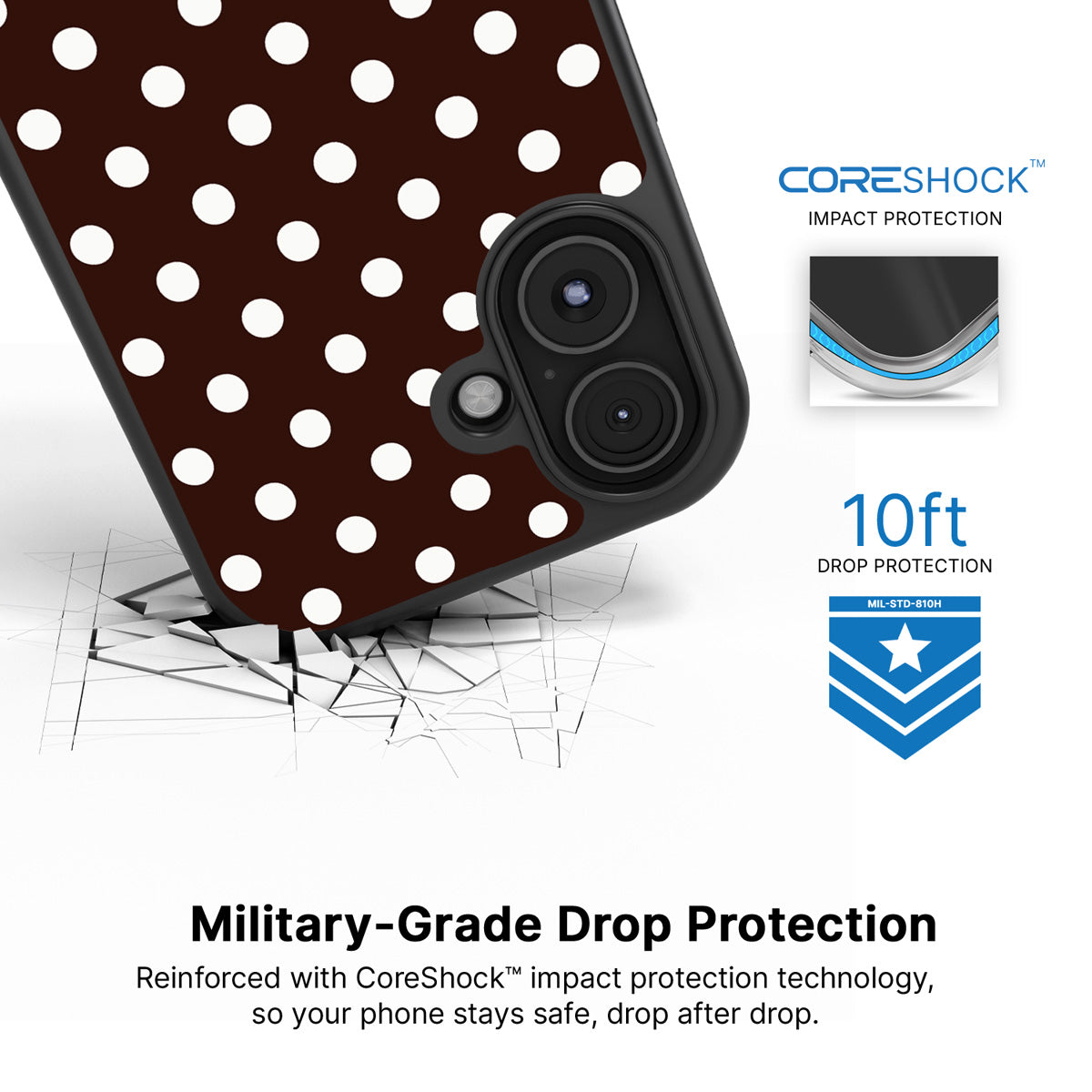 Cocoa Confetti iPhone 17 case with drop protection