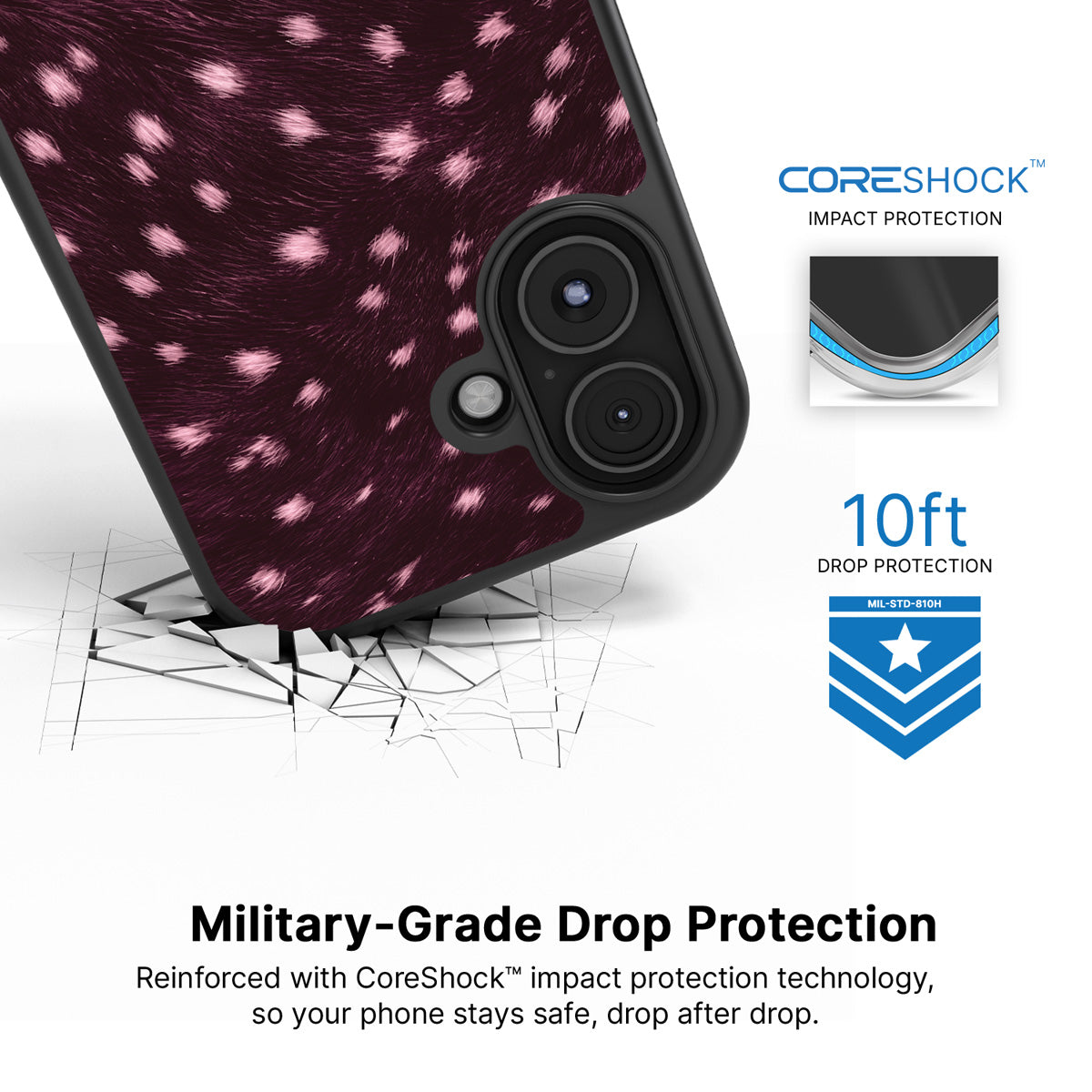 Fawn Spots iPhone 17 case with drop protection