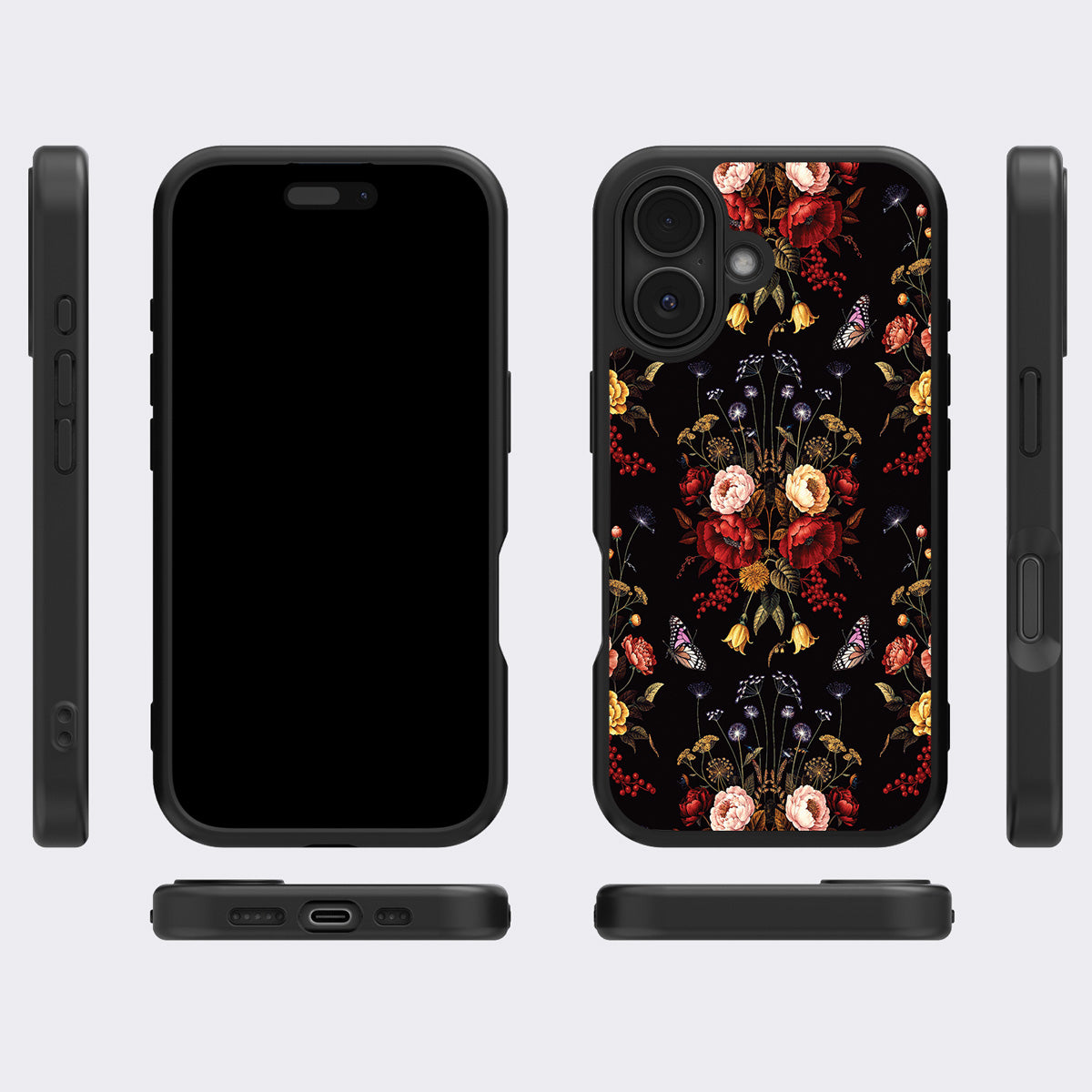 Kelmscott Bloom iPhone 17 case cover – multi-angle view