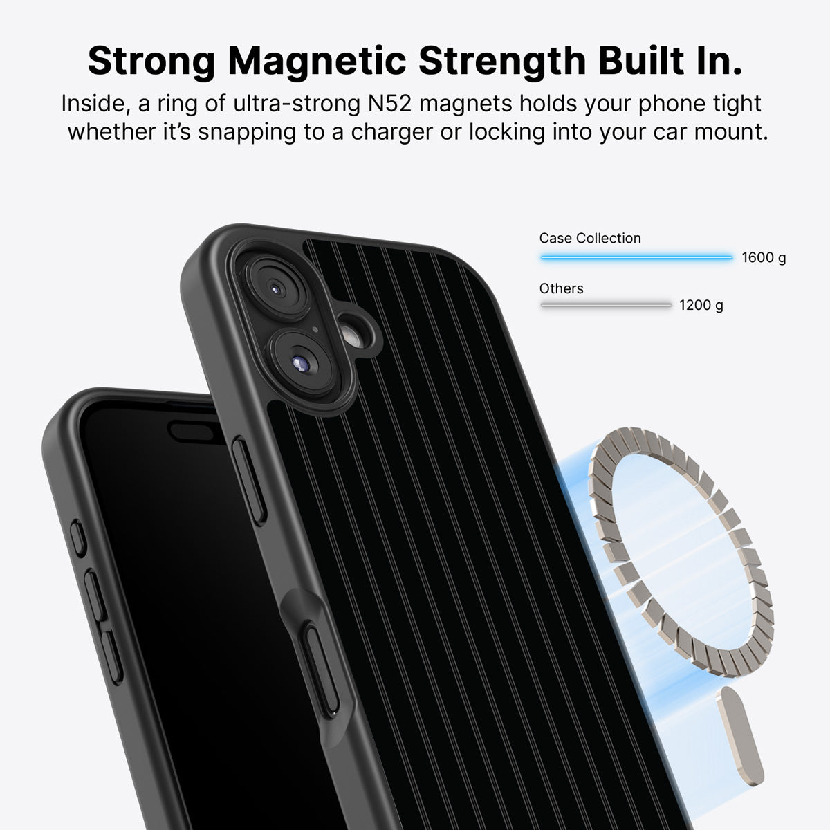 iPhone 17 MagSafe case – Onyx Pinstripe design