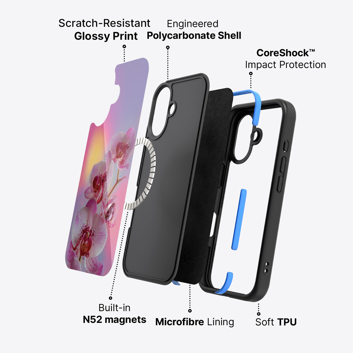 iPhone 17 case construction – Orchid Dream phone case