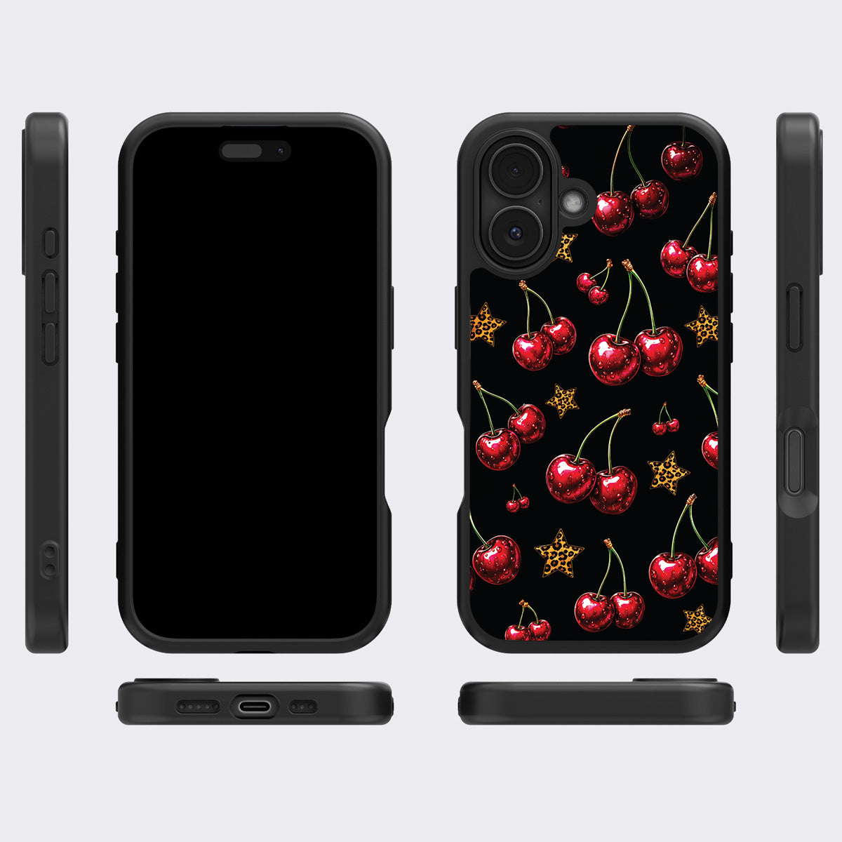 Rebel Cherry iPhone 17 case cover – multi-angle view