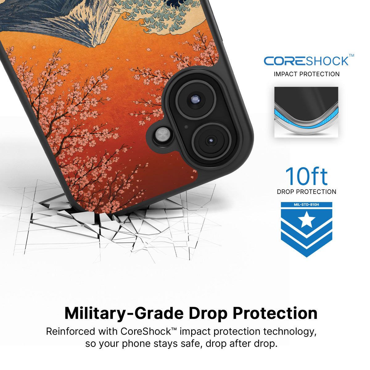 Sakura Coast iPhone 17 case with drop protection