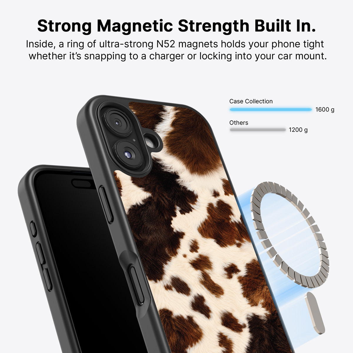 Cowhide Designer iPhone 17 Case – Swiss Cow | MagSafe