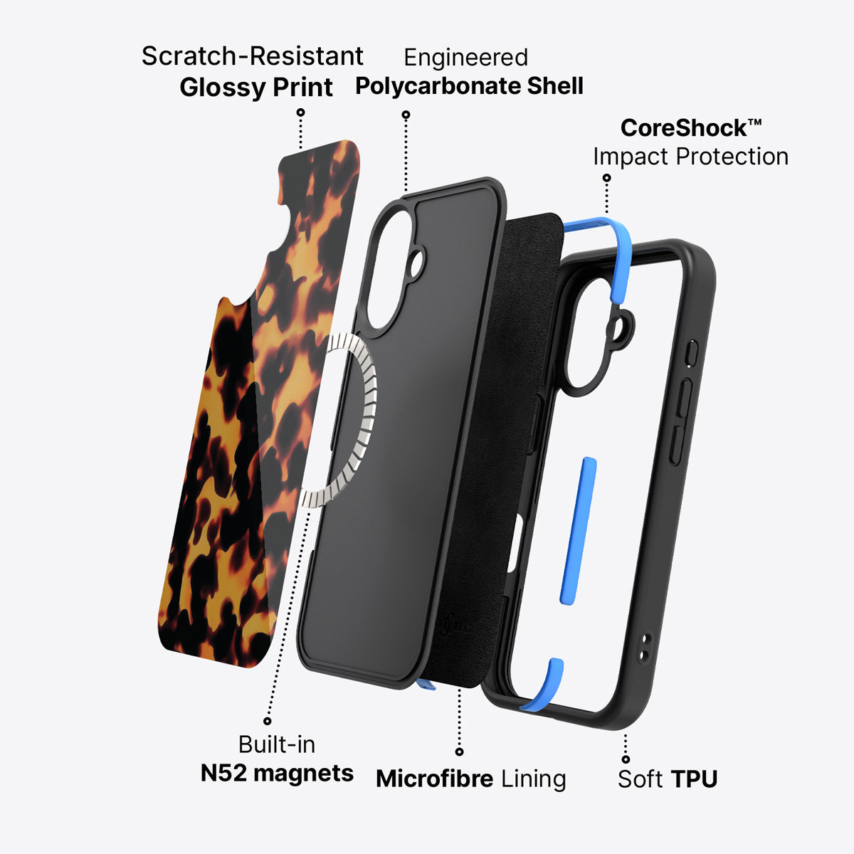 Animal Print Designer iPhone 17 Case – Tortoise Shell | MagSafe — view 3